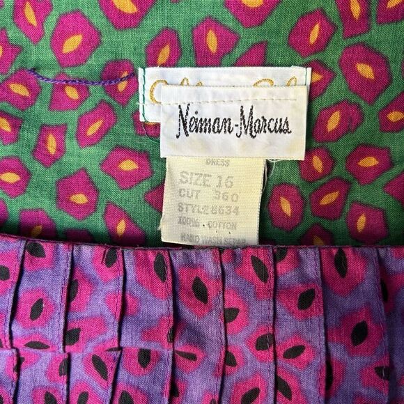 Vintage 80’s Neiman Marcus Green Purple Dress 16 - Picture 7 of 9